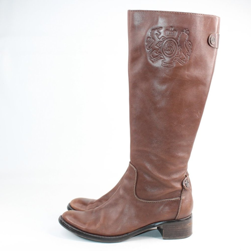 Etienne Aigner EVIRA Brown Leather Knee High Boots #137 - Picture 5 of 9